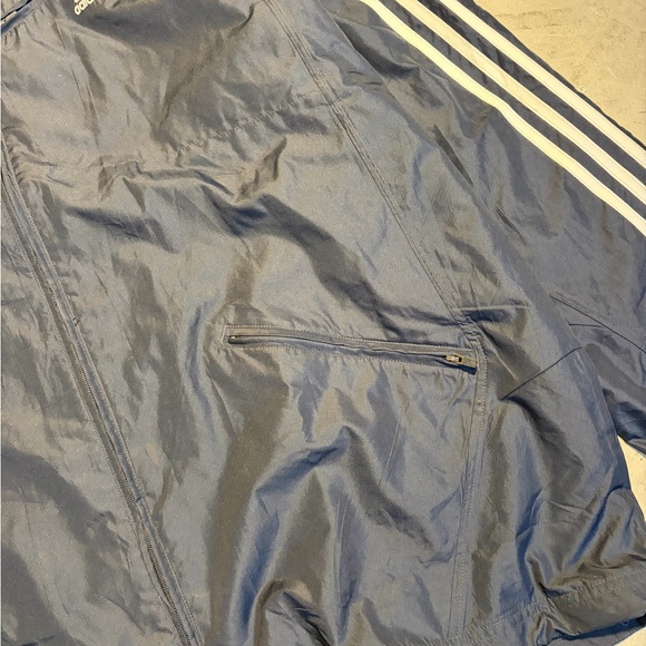Adidas Men's Dark Blue Windbreaker with White Stripes - Picture 4 of 7